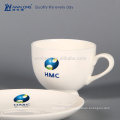 200ml personnalisation de la marque Pure White Fine Ceramic Cup avec poignée, tasse et jeu de soucoupe